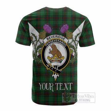 Beveridge Tartan Family Crest Cotton T-shirt Scottish Burns Night Thistle Floral