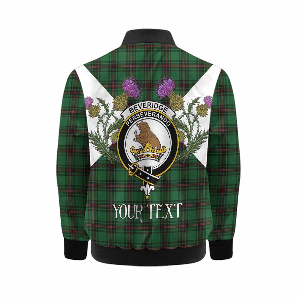 Beveridge Tartan Family Crest Kid Bomber Jacket Scottish Burns Night Thistle Floral