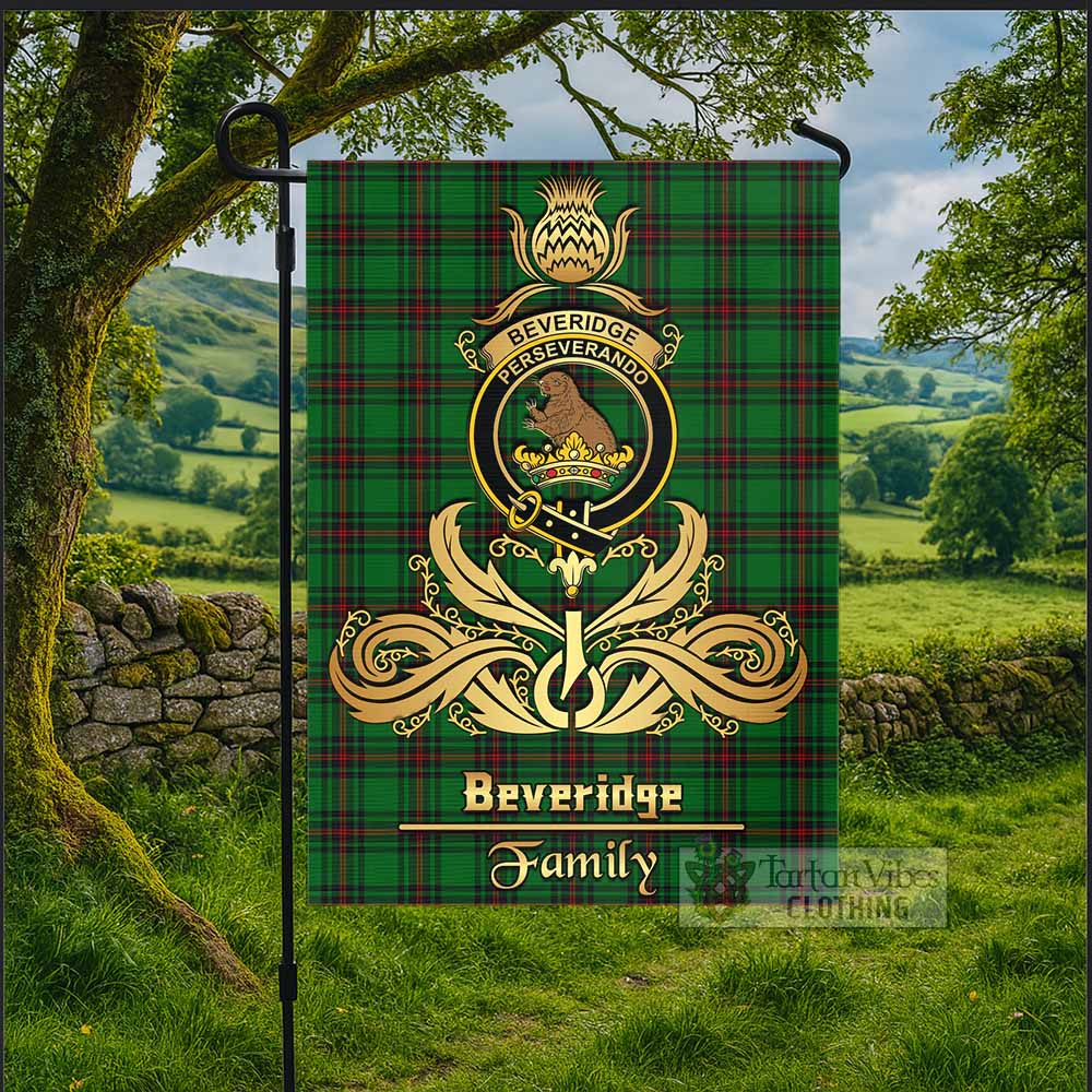 Beveridge Tartan Garden Flag with Highland Thistle Cherish Family Crest Style - Tartan Vibes Clothing
