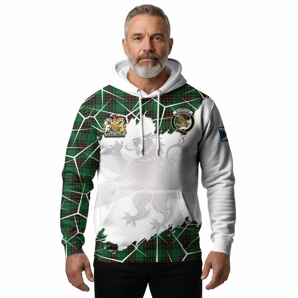 Beveridge Tartan Hoodie with Family Crest and Lion Rampant Grunge Style