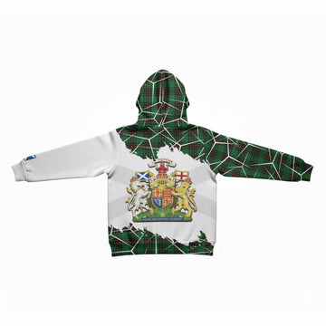 Beveridge Tartan Kid Hoodie with Family Crest and Lion Rampant Grunge Style