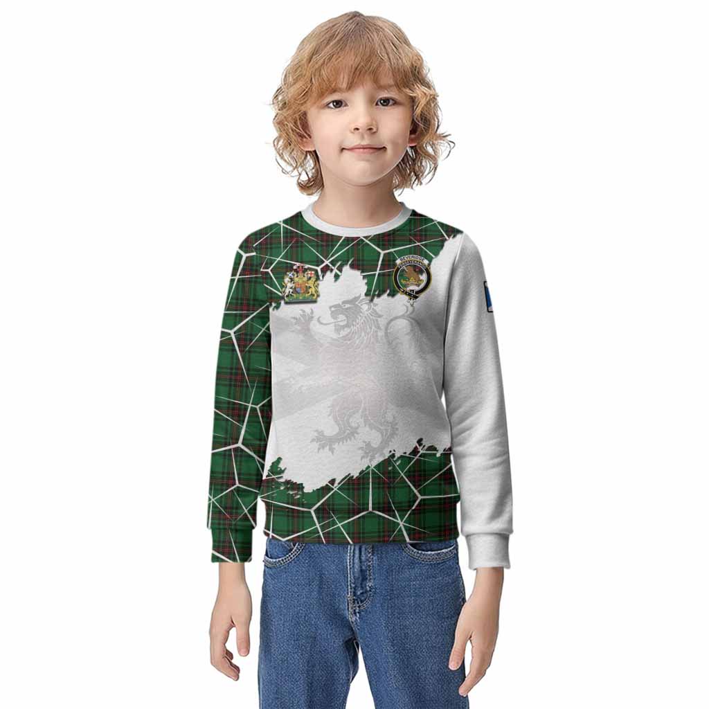 Beveridge Tartan Kid Knitted Sweatshirt with Family Crest and Lion Rampant Grunge Style