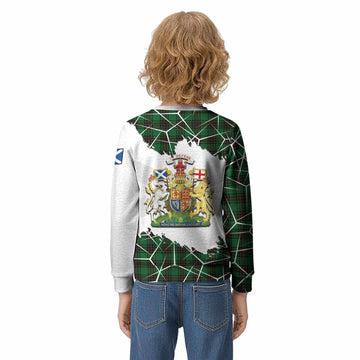 Beveridge Tartan Kid Knitted Sweatshirt with Family Crest and Lion Rampant Grunge Style