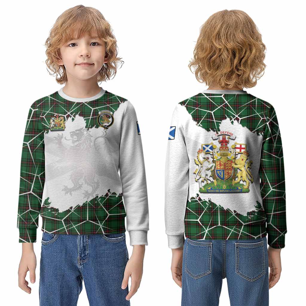 Beveridge Tartan Kid Knitted Sweatshirt with Family Crest and Lion Rampant Grunge Style