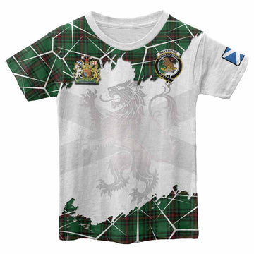 Beveridge Tartan Kid T-shirt with Family Crest and Lion Rampant Grunge Style