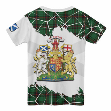 Beveridge Tartan Kid T-shirt with Family Crest and Lion Rampant Grunge Style