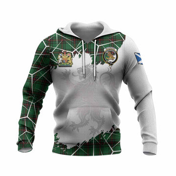 Beveridge Tartan Knitted Hoodie with Family Crest and Lion Rampant Grunge Style