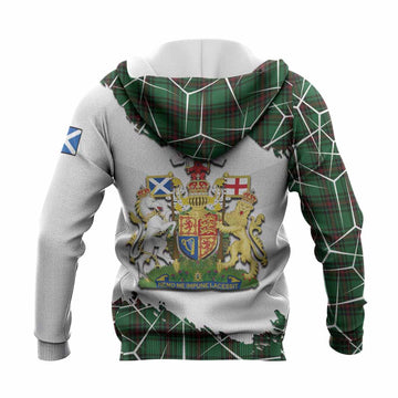 Beveridge Tartan Knitted Hoodie with Family Crest and Lion Rampant Grunge Style