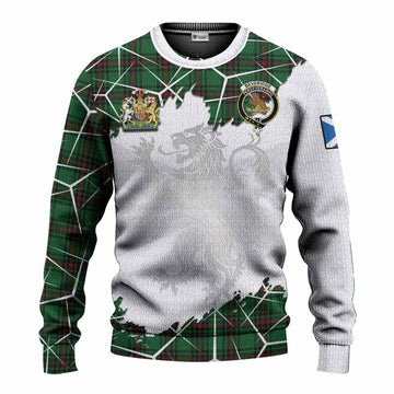 Beveridge Tartan Knitted Sweater with Family Crest and Lion Rampant Grunge Style