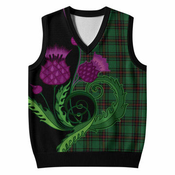 Beveridge Tartan Knitted V-Neck Vest Traditional Scottish Thistle