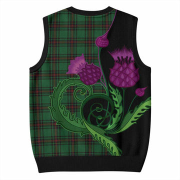 Beveridge Tartan Knitted V-Neck Vest Traditional Scottish Thistle