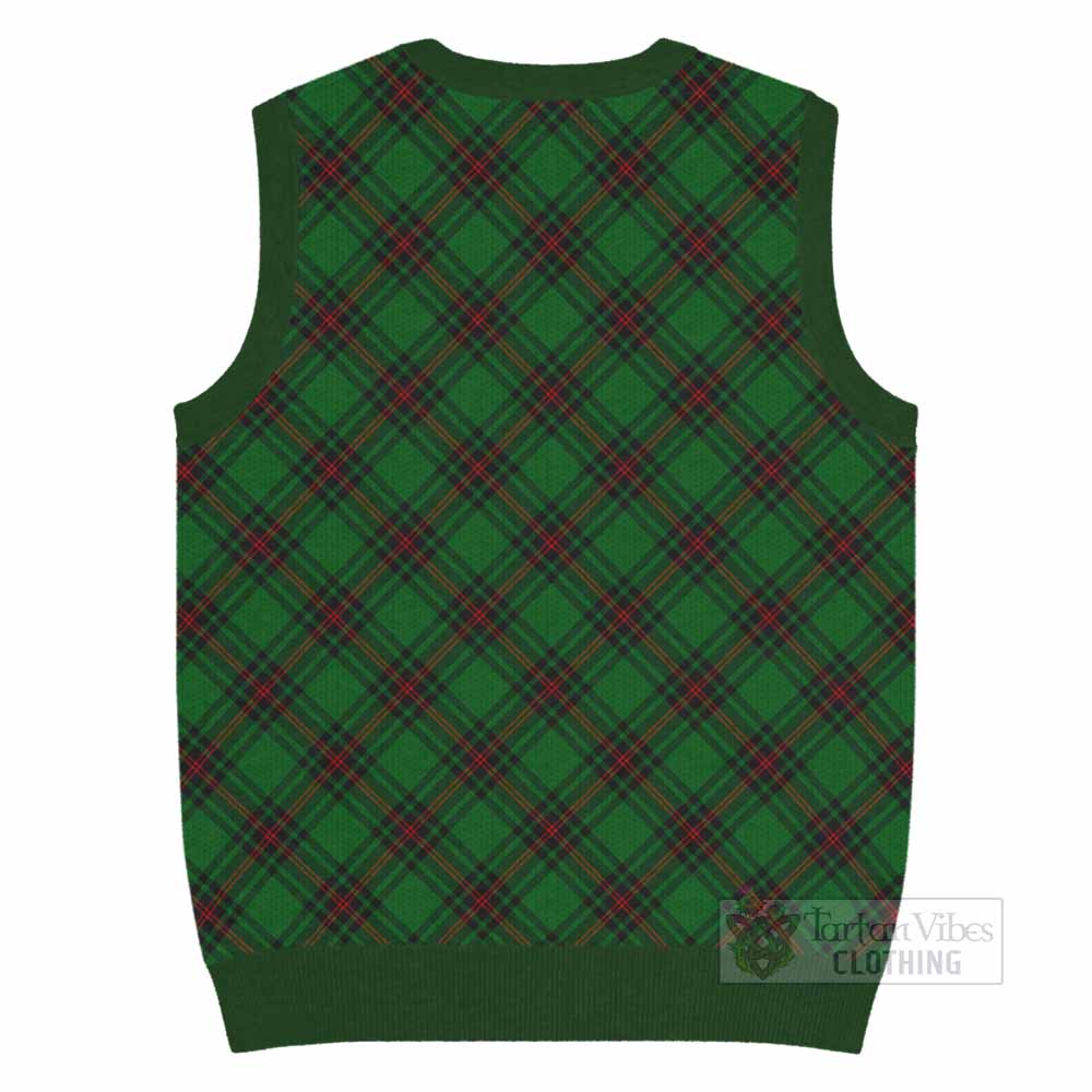 Beveridge Tartan Knitted V-Neck Vest with Family Crest Cross Style