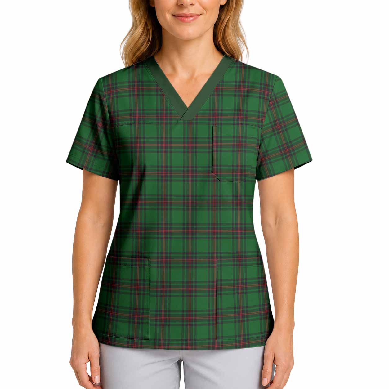 Beveridge Tartan Scrub Top 4XL - Tartan Vibes Clothing