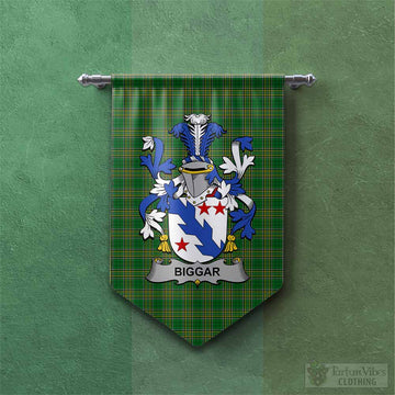 Biggar Irish Clan Tartan Gonfalon, Tartan Banner with Coat of Arms