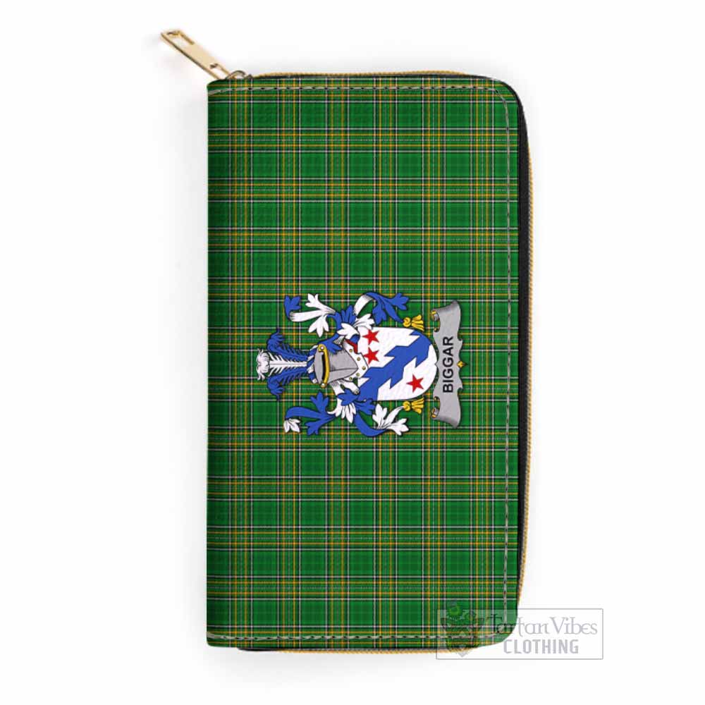 Tartan Vibes Clothing Biggar Irish Clan Tartan Women's Leather Wallet with Coat of Arms