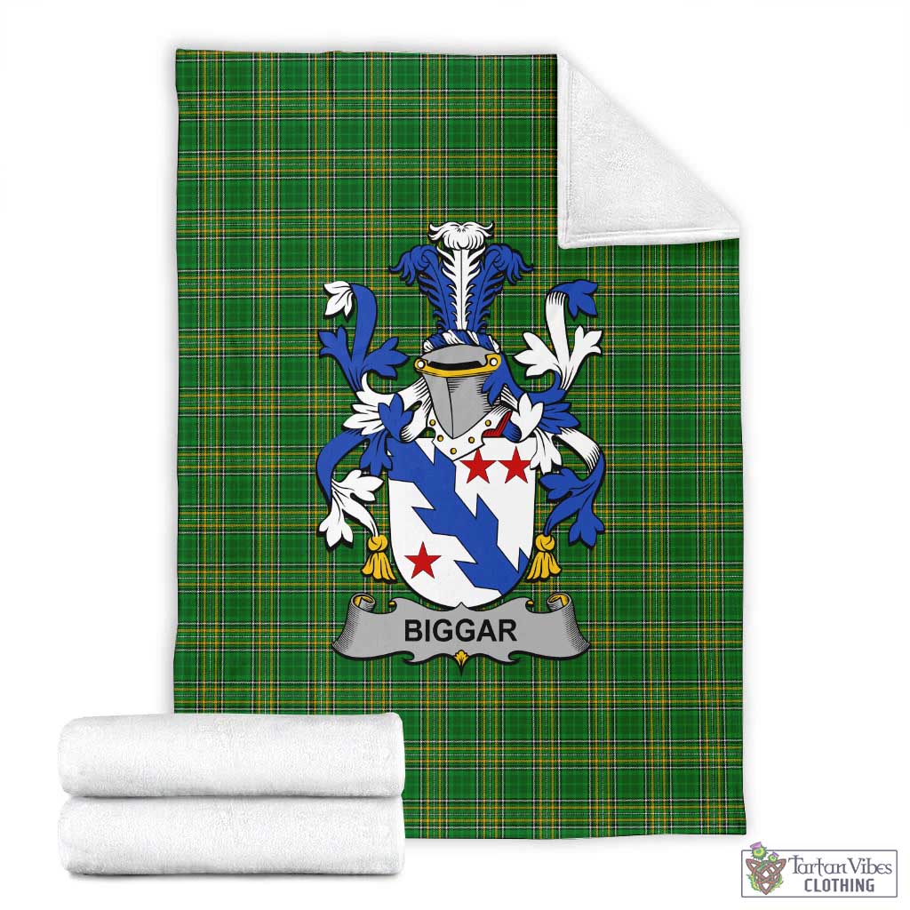 Tartan Vibes Clothing Biggar Irish Clan Tartan Blanket with Coat of Arms