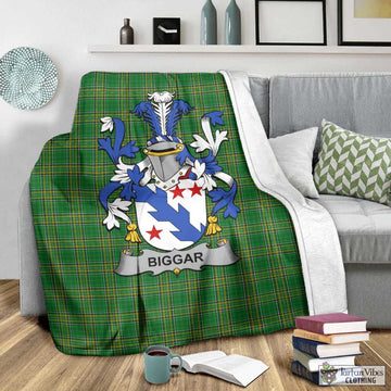 Tartan Vibes Clothing Biggar Irish Clan Tartan Blanket with Coat of Arms
