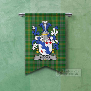Biggar Irish Clan Tartan Gonfalon, Tartan Banner with Coat of Arms