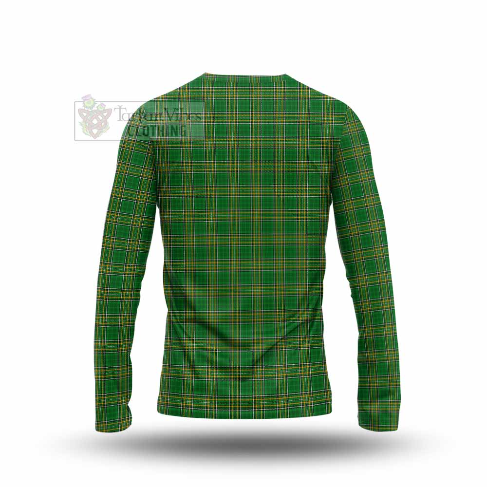 Tartan Vibes Clothing Biggar Irish Clan Tartan Long Sleeve T-Shirt with Coat of Arms