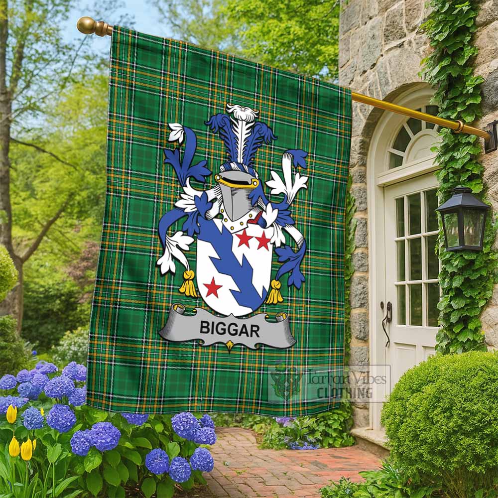 Biggar Irish Clan Tartan Flag with Coat of Arms