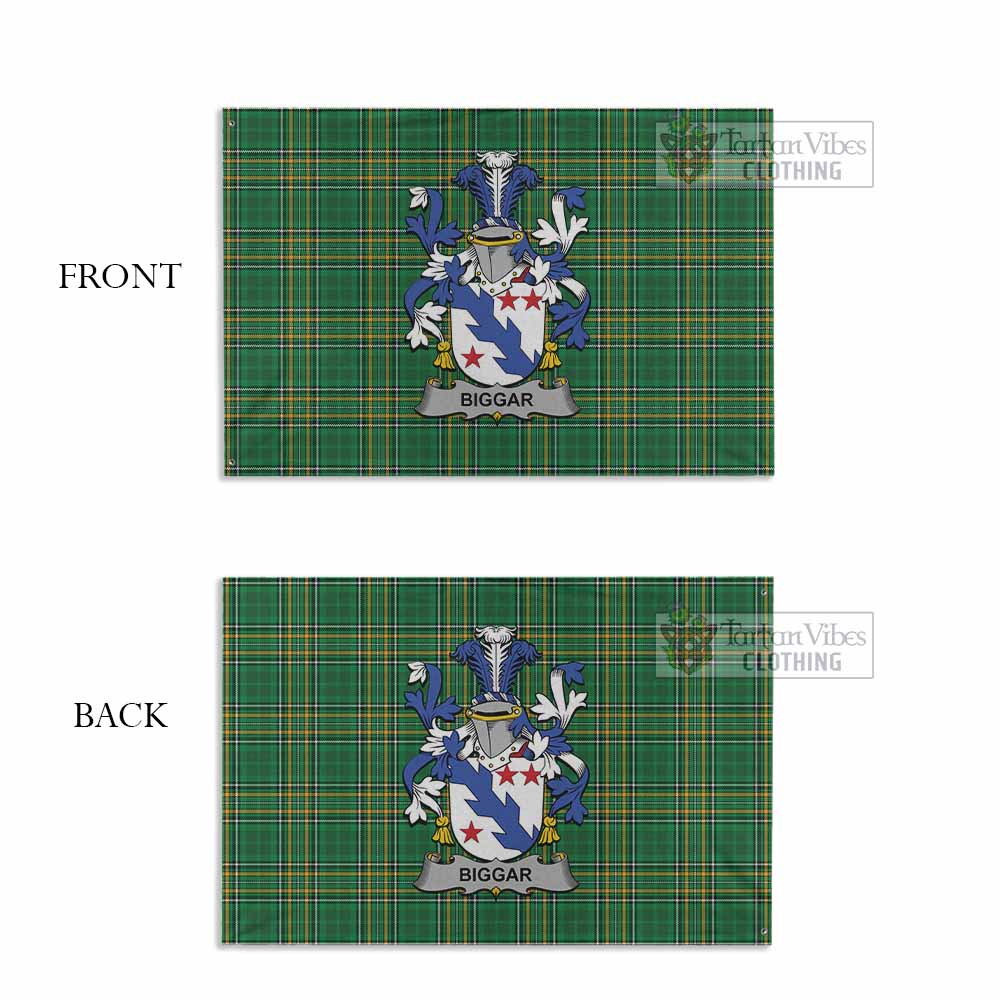 Tartan Vibes Clothing Biggar Irish Clan Tartan House Flag with Coat of Arms