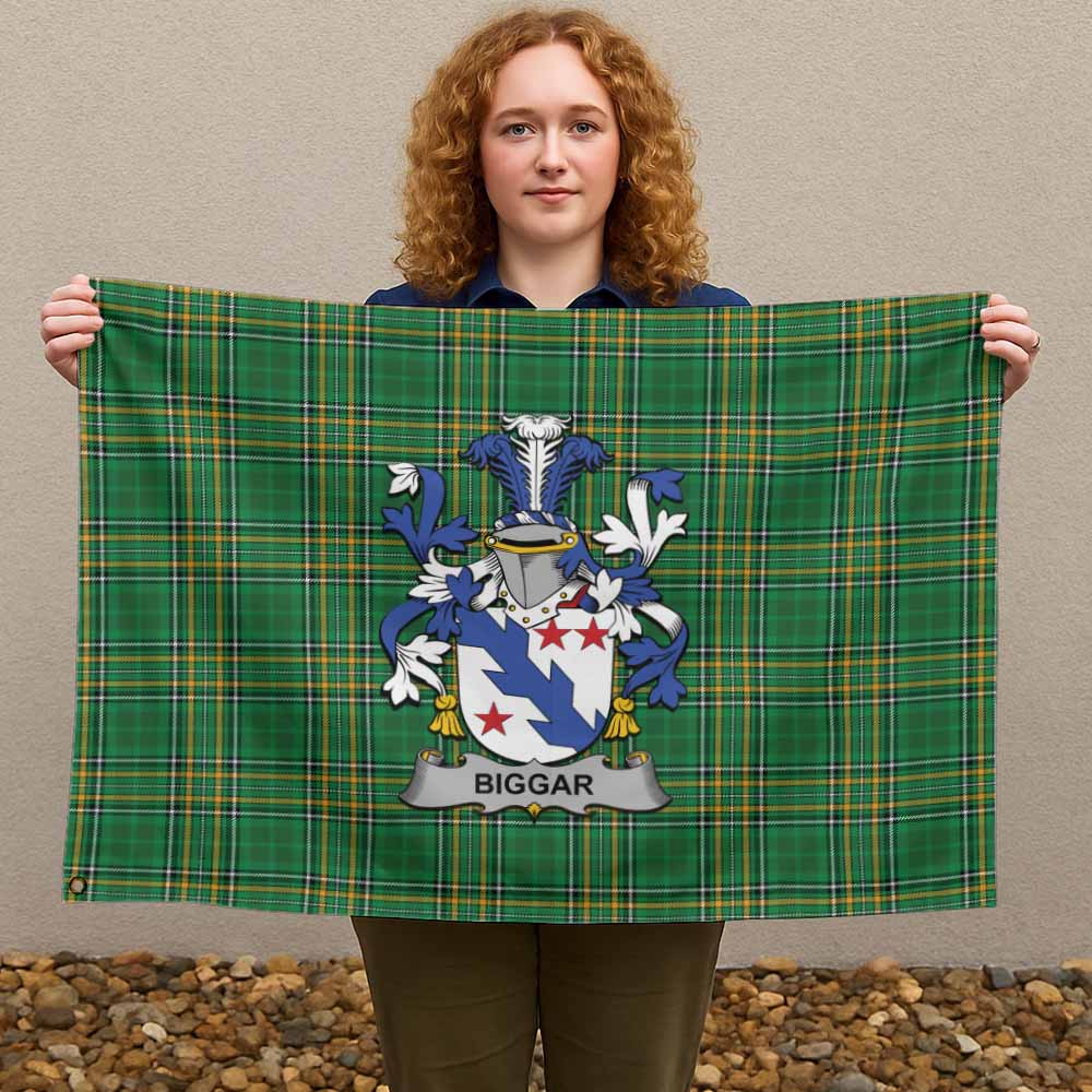 Tartan Vibes Clothing Biggar Irish Clan Tartan House Flag with Coat of Arms