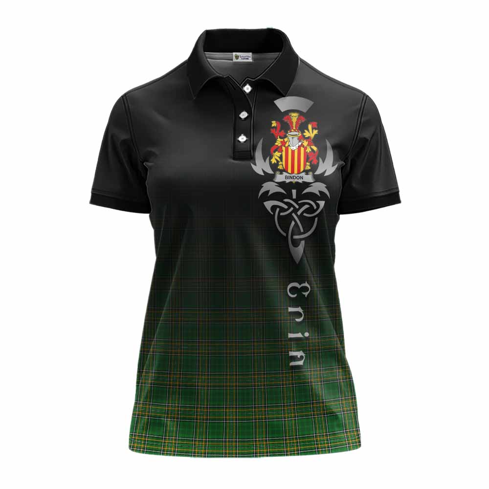 Tartan Vibes Clothing Bindon Irish Clan Women's Polo Shirt with Coat of Arms Erin Go Bragh Celtic Inspired