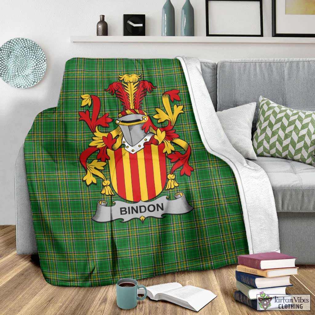 Tartan Vibes Clothing Bindon Irish Clan Tartan Blanket with Coat of Arms