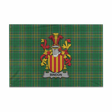 Tartan Vibes Clothing Bindon Irish Clan Tartan House Flag with Coat of Arms