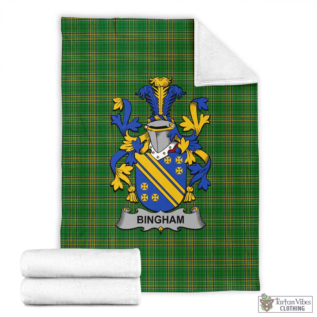 Tartan Vibes Clothing Bingham Irish Clan Tartan Blanket with Coat of Arms