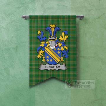 Bingham Irish Clan Tartan Gonfalon, Tartan Banner with Coat of Arms