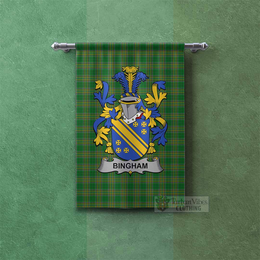 Bingham Irish Clan Tartan Gonfalon, Tartan Banner with Coat of Arms Rectangle - Tartan Vibes Clothing