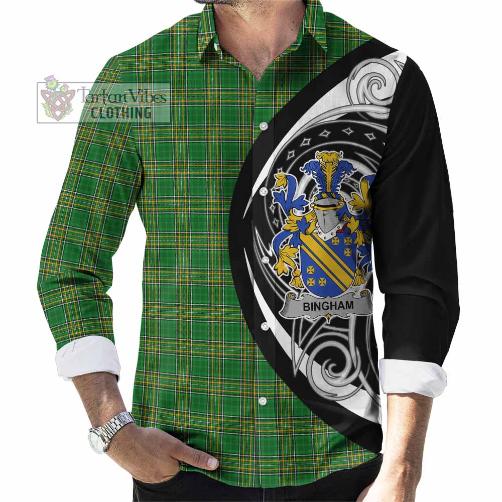 Tartan Vibes Clothing Bingham Irish Clan Long Sleeve Button Shirt Celtic Circle Style