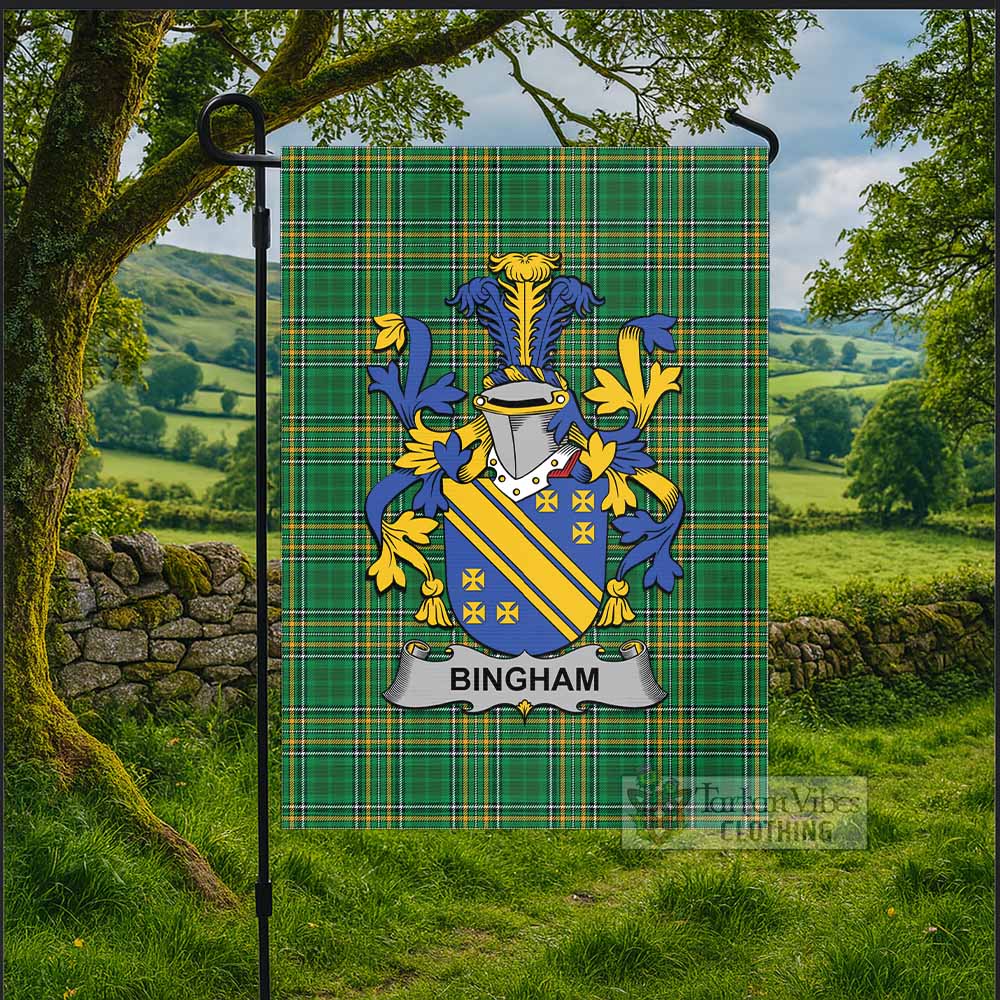 Bingham Irish Clan Tartan Flag with Coat of Arms