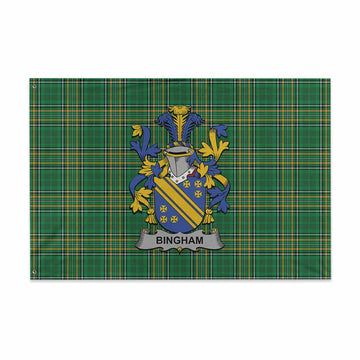 Bingham Irish Clan Tartan House Flag with Coat of Arms