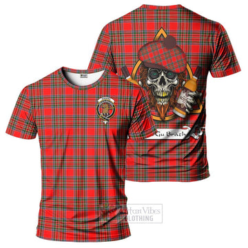 Binning Tartan T-Shirt with Family Crest and Bearded Skull Holding Bottles of Whiskey Kid's Shirt - Tartan Vibes Clothing