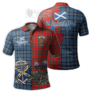 Binning Tartan Polo Shirt Happy St. Andrew's Day Half Tartan Style Kid - Tartan Vibes Clothing