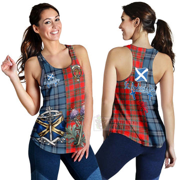 Binning Tartan Women's Racerback Tanks Happy St. Andrew's Day Half Tartan Style 4XL - Tartan Vibes Clothing