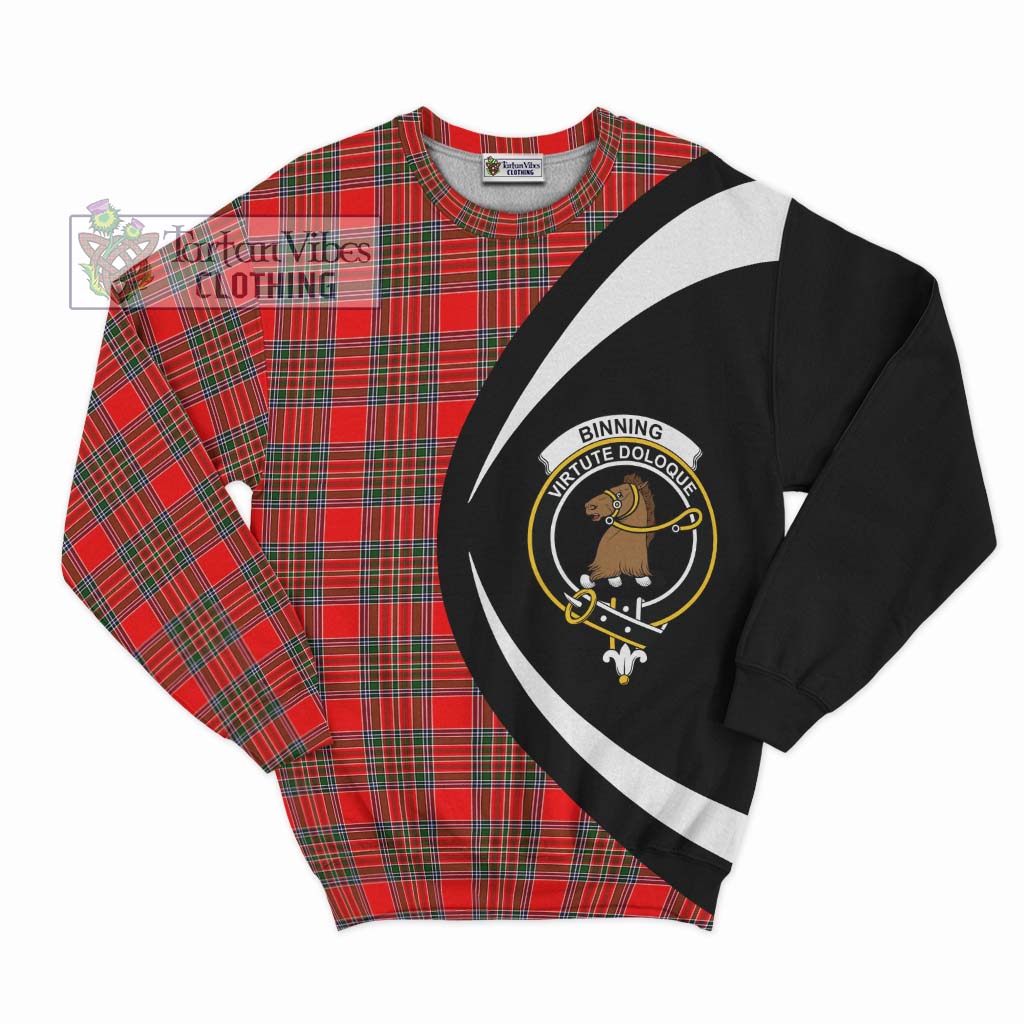 Binning Tartan Sweatshirt with Family Crest Circle Style Unisex - Tartan Vibes Clothing