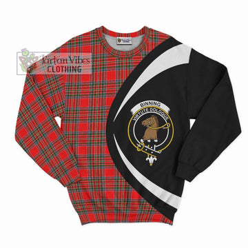 Binning Tartan Sweatshirt with Family Crest Circle Style Unisex - Tartan Vibes Clothing