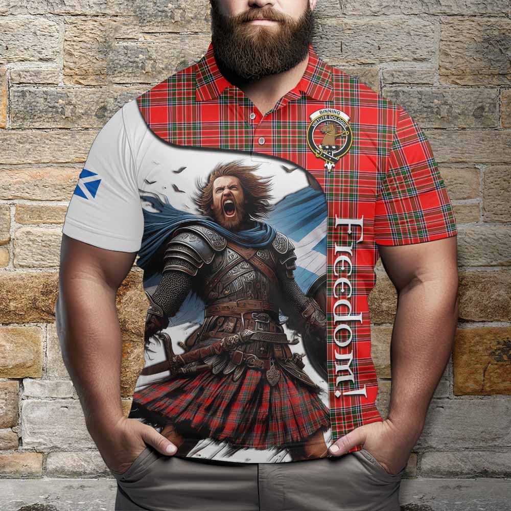 Binning Crest Tartan Polo Shirt Inspired by the Freedom of Scottish Warrior Kid - Tartan Vibes Clothing
