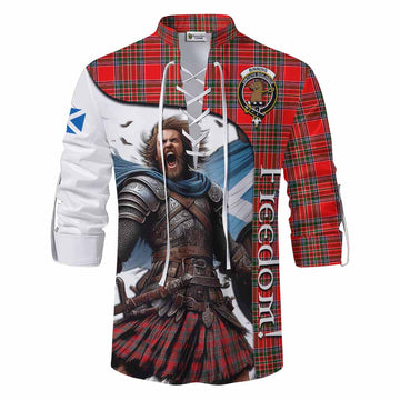 Binning Crest Tartan Ghillie Kilt Shirt Inspired by the Freedom of Scottish Warrior Men - Tartan Vibes Clothing