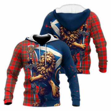 Binning Tartan Family Crest Knitted Hoodie with Scottish Majestic Lion Unisex Knitted Pullover Hoodie - Tartan Vibes Clothing