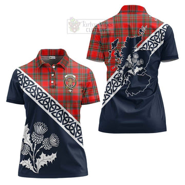 Binning Tartan Women's Polo Shirt Featuring Thistle and Scotland Map Women - Tartanvibesclothing Store