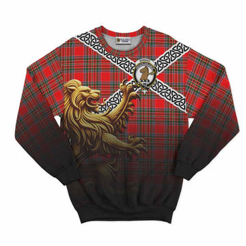 Binning Crest Tartan Sweatshirt with Golden Lion Emblem Celtic Style Unisex - Tartan Vibes Clothing