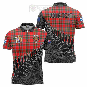 Binning Crest Tartan Zipper Polo Shirt with New Zealand Silver Fern Half Style Unisex - Tartan Vibes Clothing