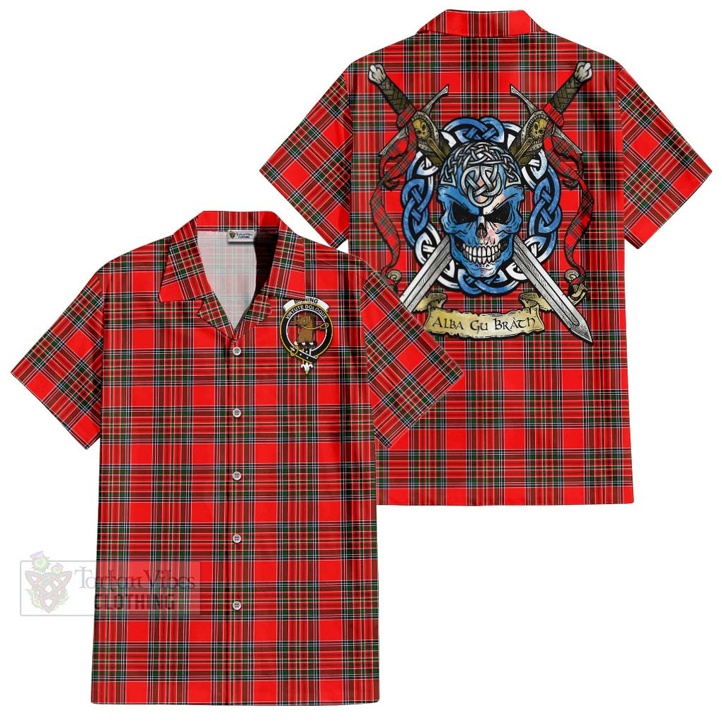 Binning Tartan Hawaiian Shirt with Family Crest Celtic Skull Style Kid - Tartan Vibes Clothing