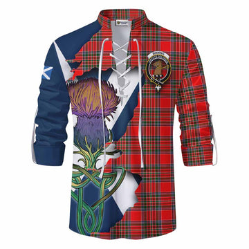Tartan Vibes Clothing Binning Tartan Family Crest Ghillie Kilt Shirt Scottish Thistle Celtic Inspired
