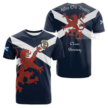 Binning Tartan Lion Rampant Cotton T-shirt Proudly Display Your Heritage with Alba Gu Brath and Clan Name Kid's Shirt - Tartan Vibes Clothing