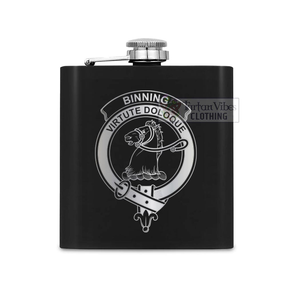 Binning Crest Hip Flask Set 7oz Black Stainless Steel with A Gift Box One Size 7oz - 2D-tartanvibesclothing